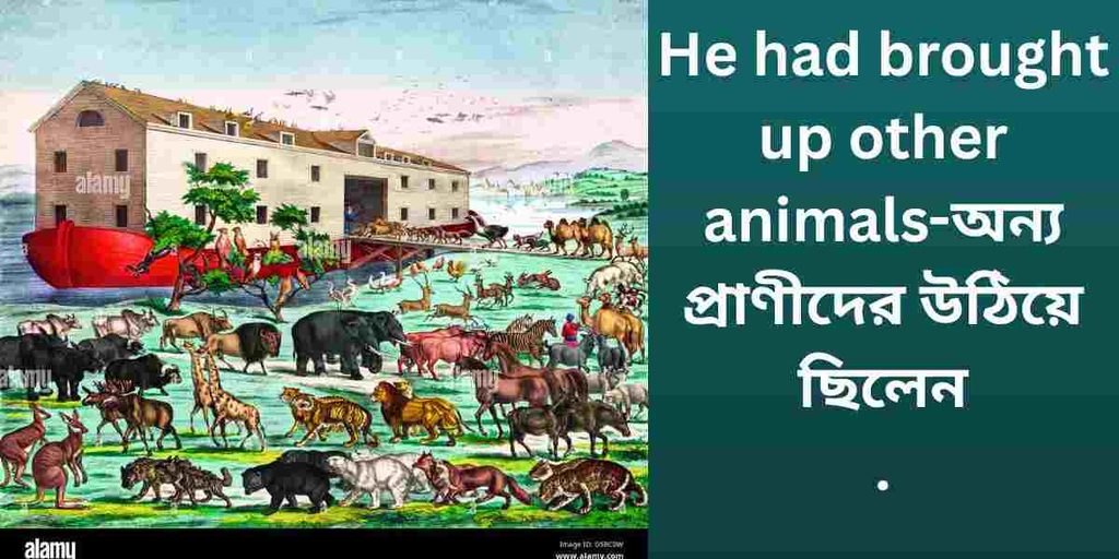 he had brought up other animals অন্য  প্রাণীদের জোড়া জোড়া উঠিয়ে ছিলেন.